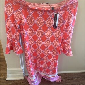 Cabana Life Pink and White Midi Dress